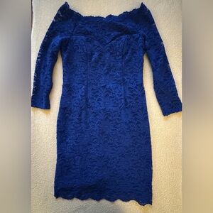Elegant Blue Lace Mini Dress with Sparkle